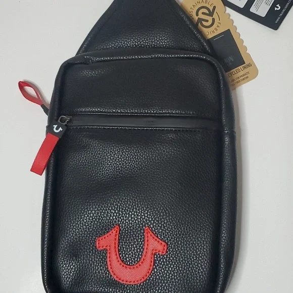 True Religion Stovall PU Horseshoe Logo Shoulder Sling Bag Faux Leather, new. - Picture 2 of 15